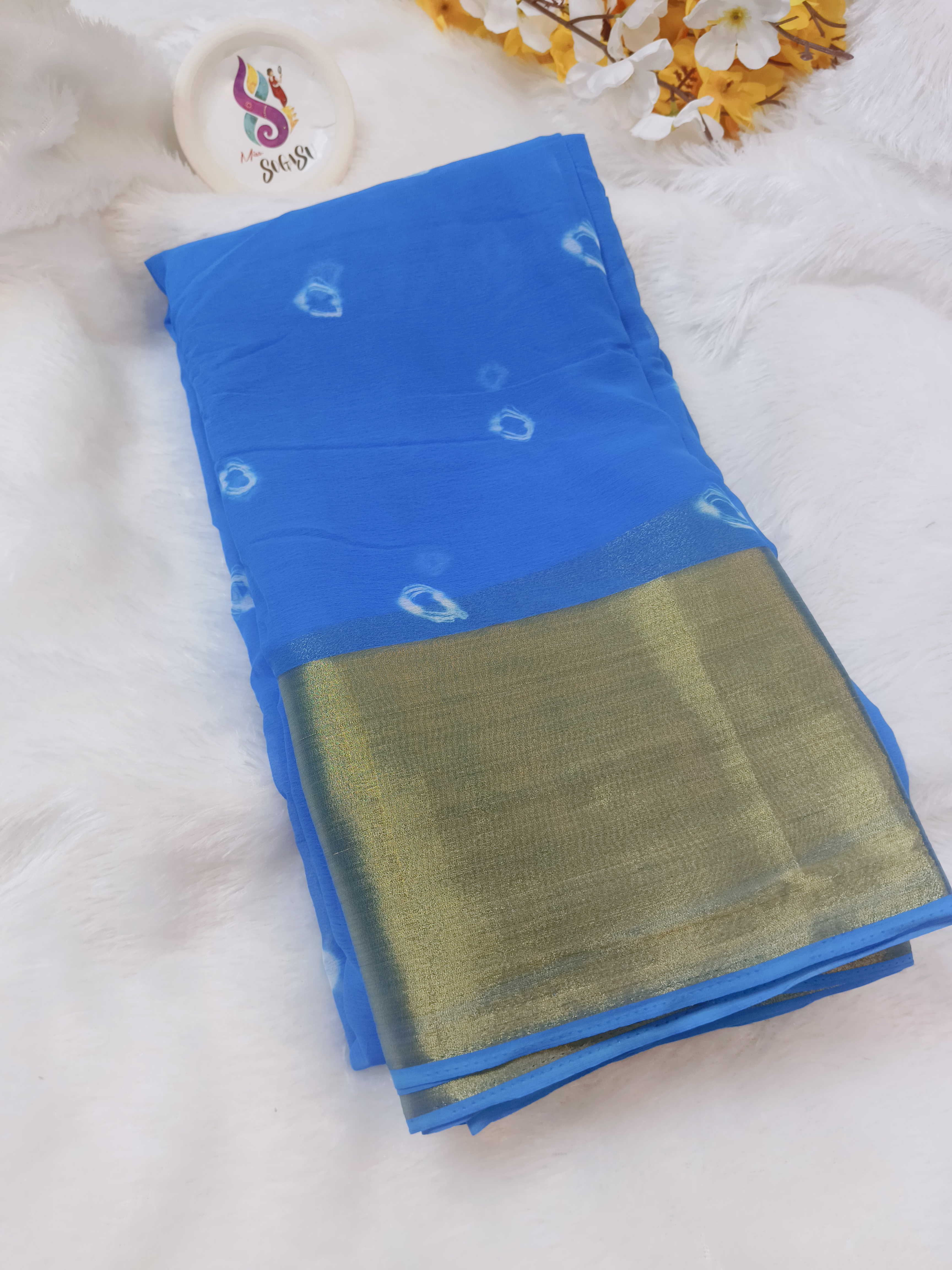 Blue Bandhani Banaras Saree