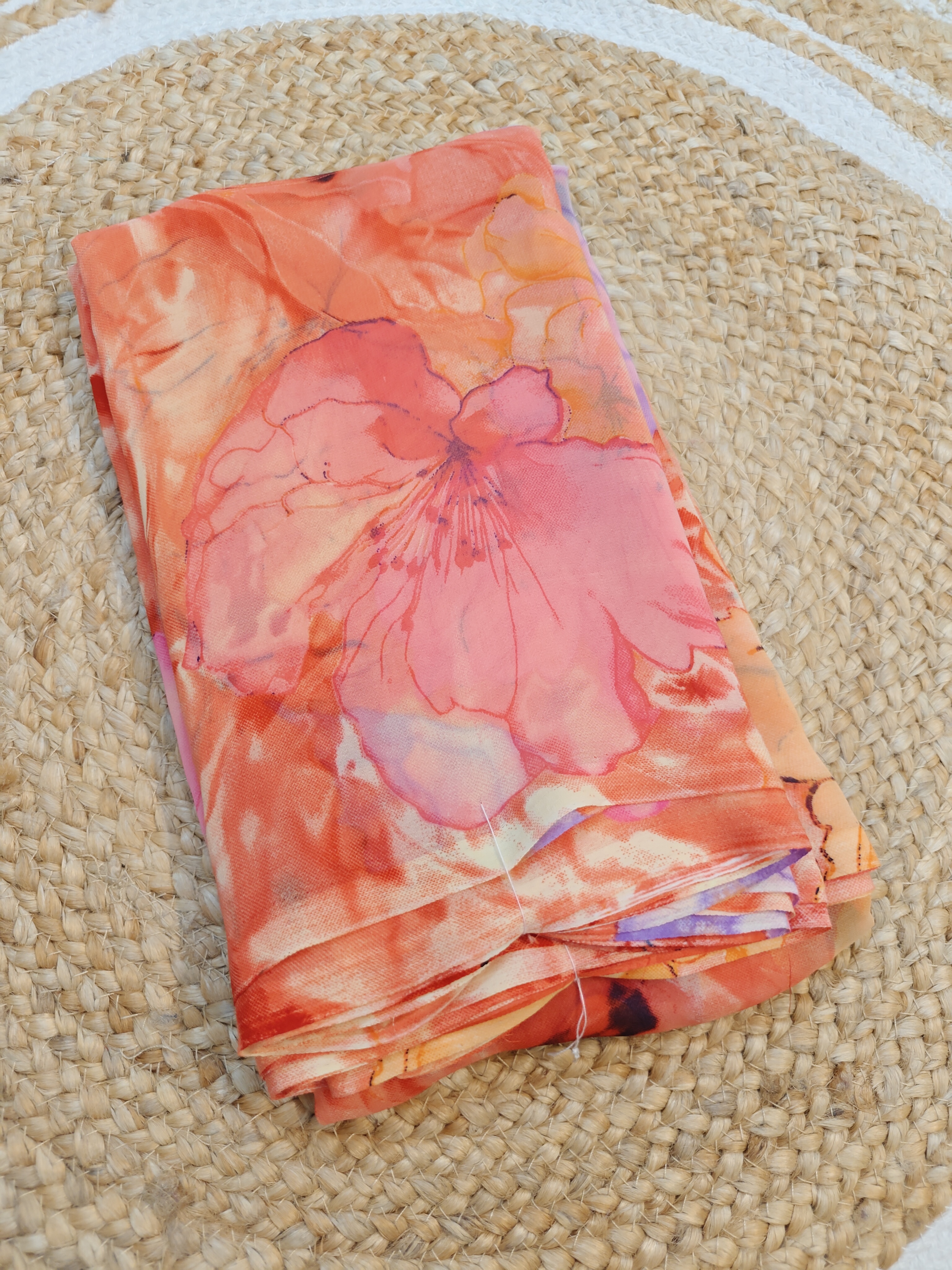 Coral Orange Junnumukka Saree