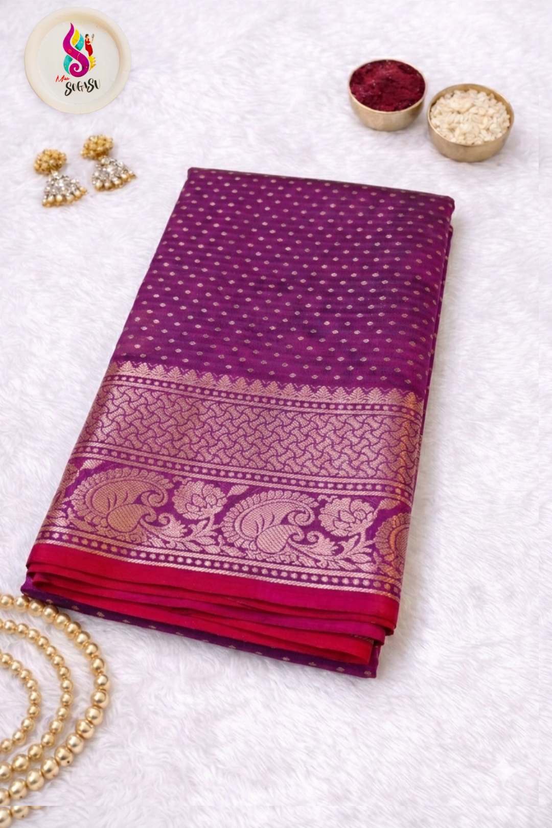Magenta Gold Zari Banaras Saree