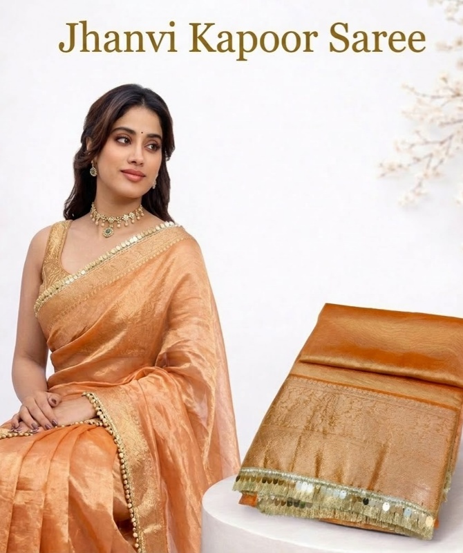 Peach Tissue Silk Saree