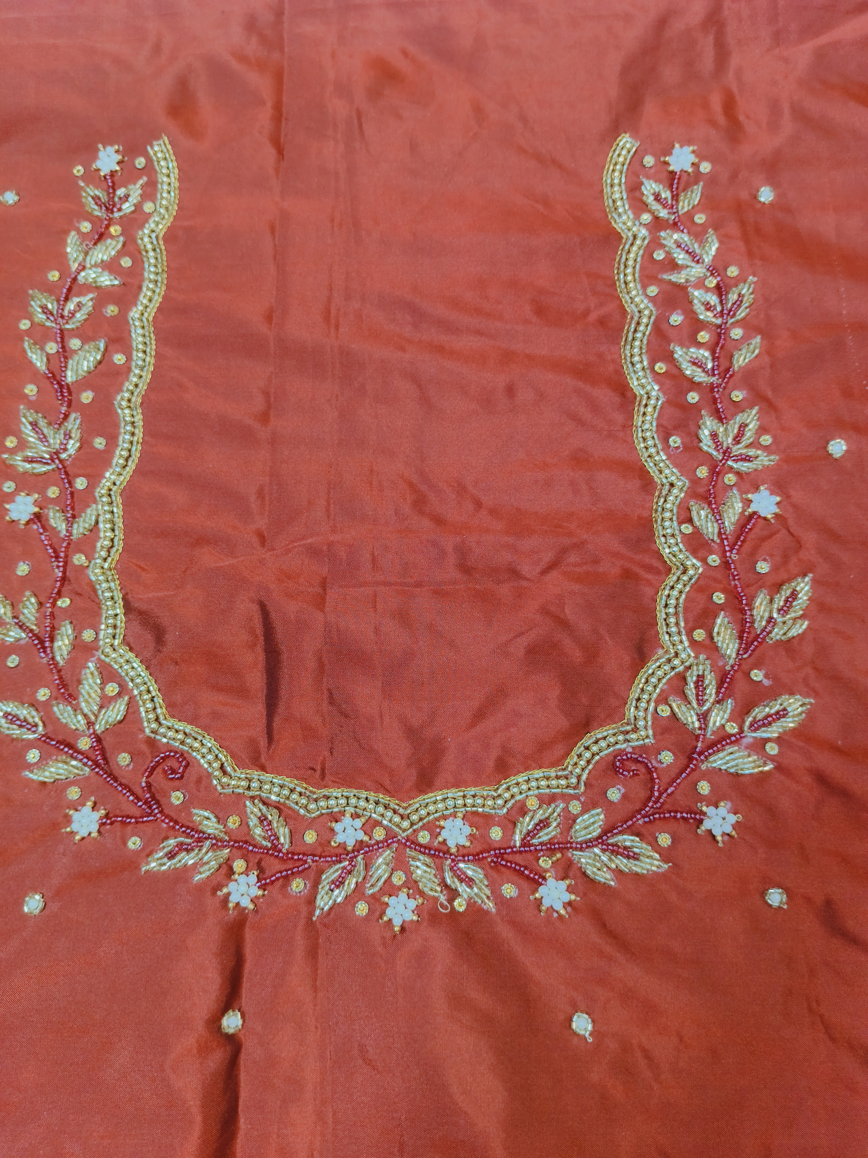 Red Heavy Maggam Blouse