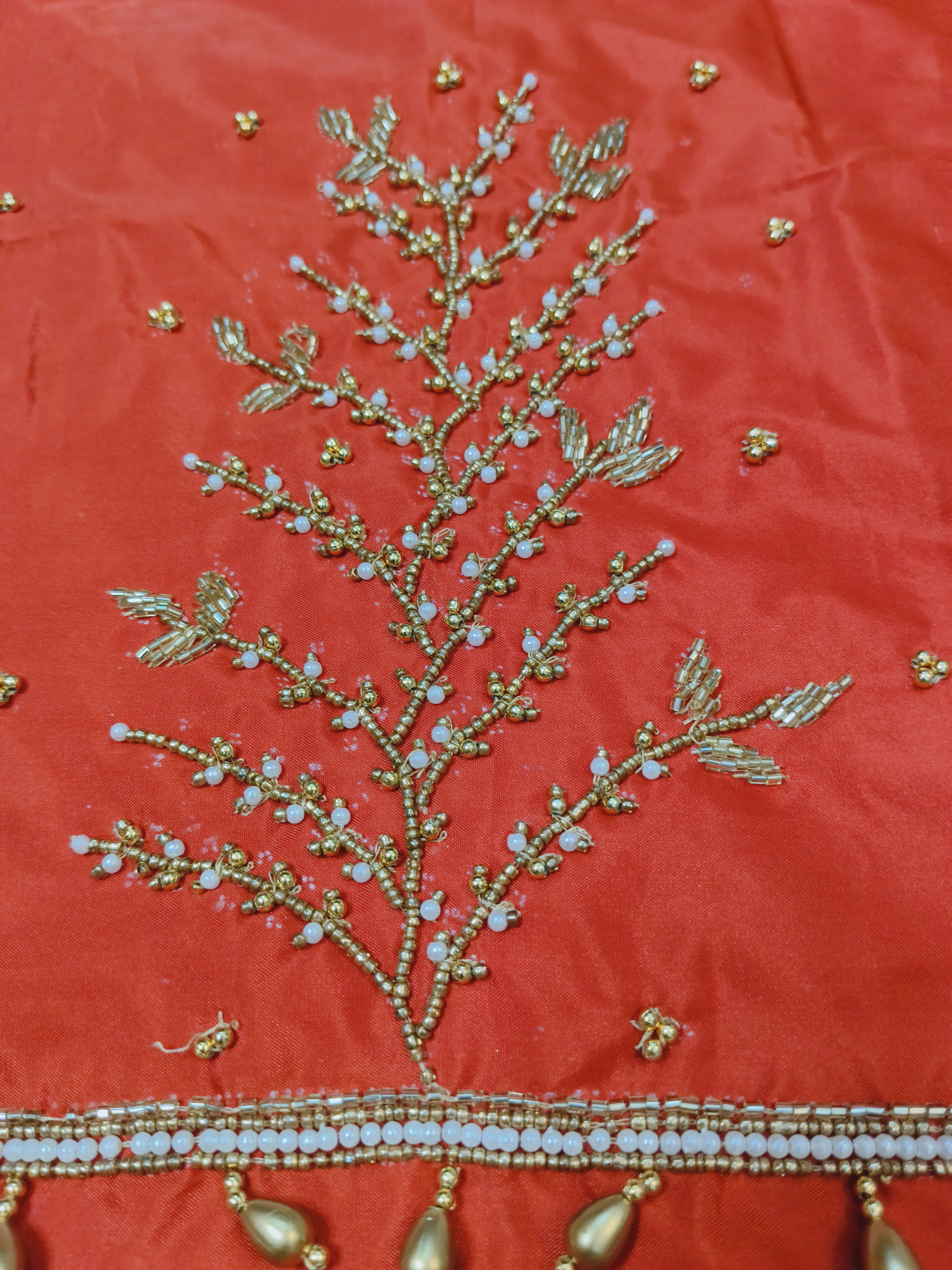 Red Teega Maggam Work Blouse Piece