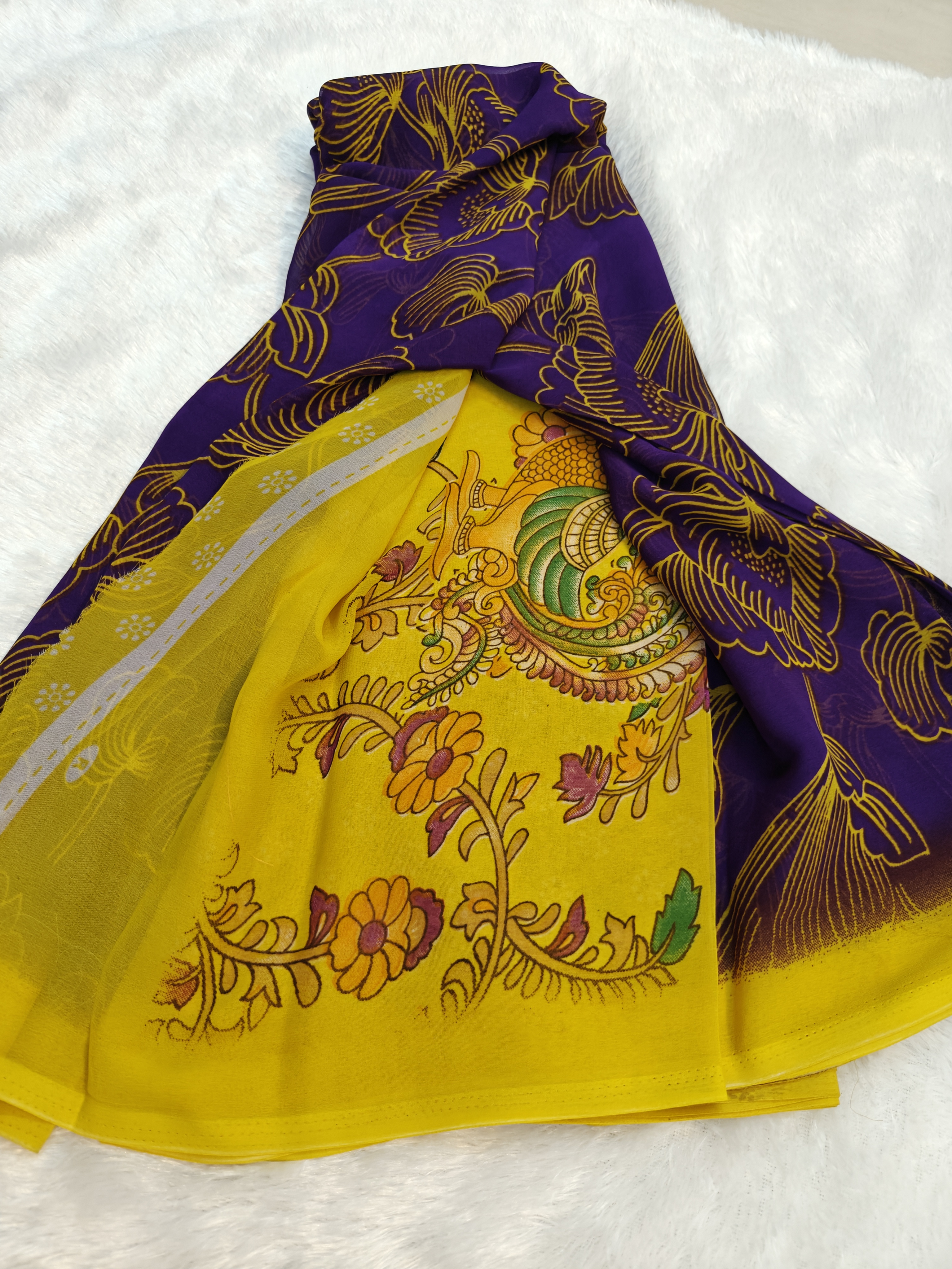 Royal Orchid Bloom Georgette Saree