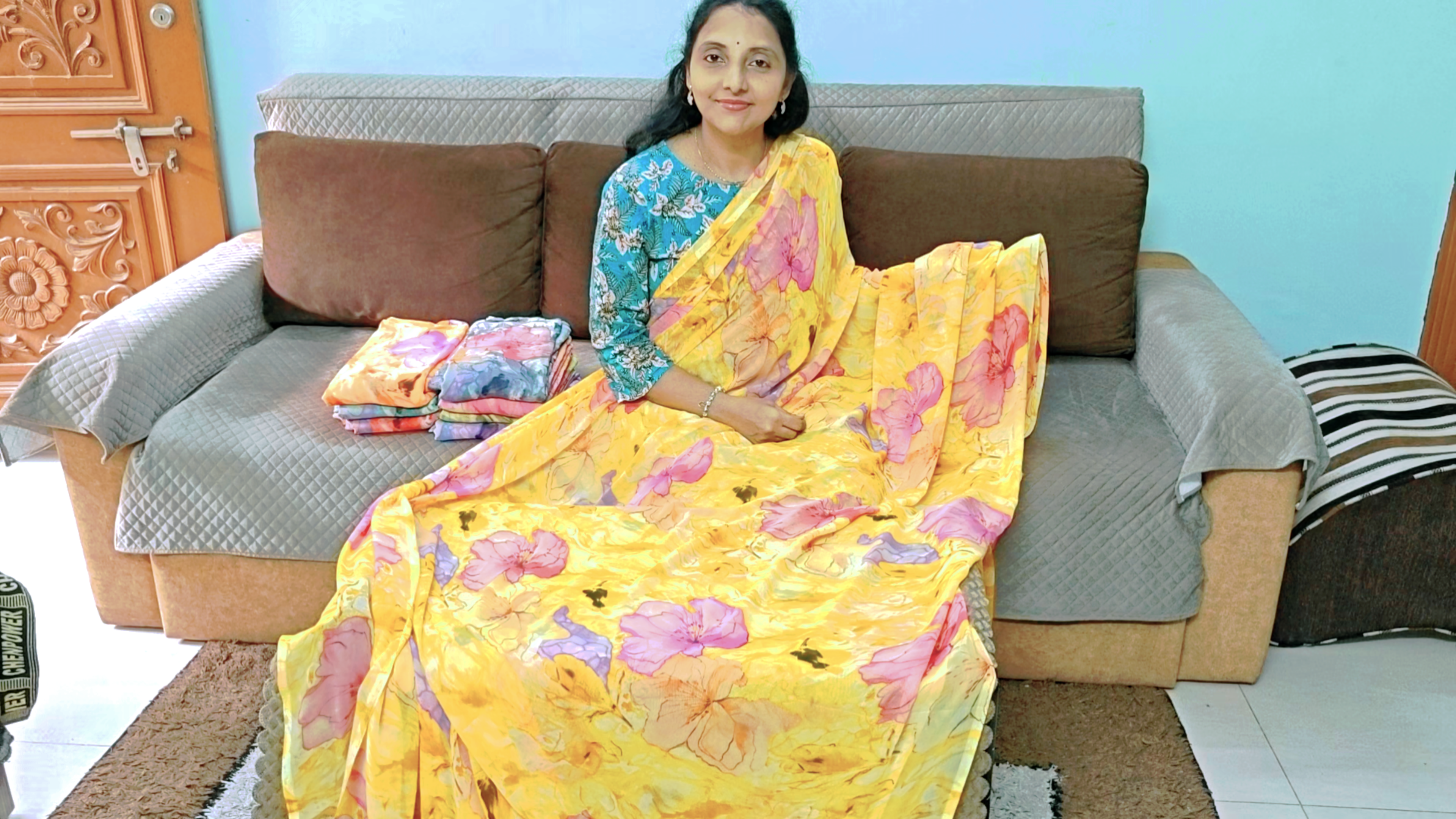 Sunshine Yellow Junnu Mukka Pastel Saree